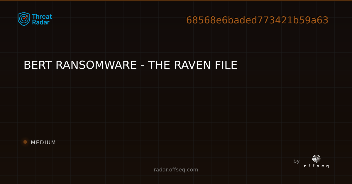 BERT RANSOMWARE - THE RAVEN FILE - Live Threat Intelligence - Threat ...
