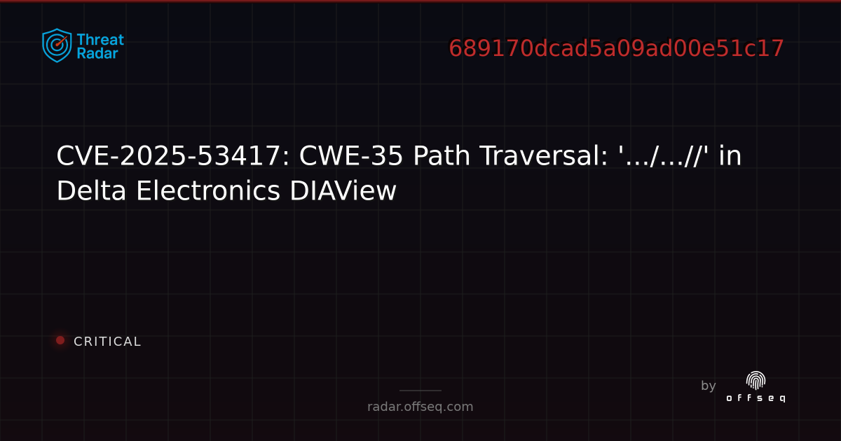 CVE-2025-53417: CWE-35 Path Traversal: '.../...//' in Delta Electronics ...