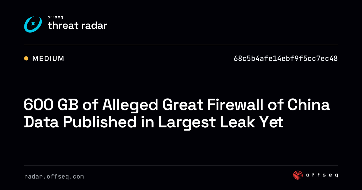 600 GB of Alleged Great Firewall of China Data Published in Largest ...