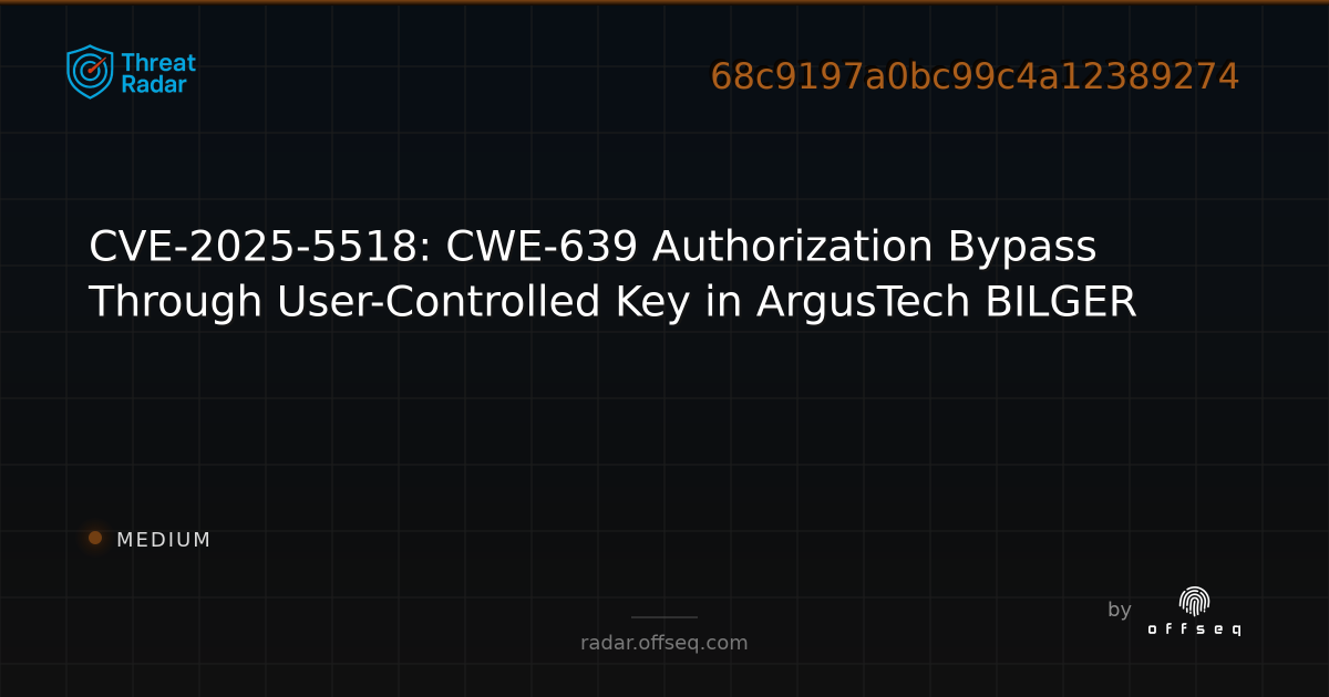 CVE-2025-5518: CWE-639 Authorization Bypass Through User-Controlled Key ...
