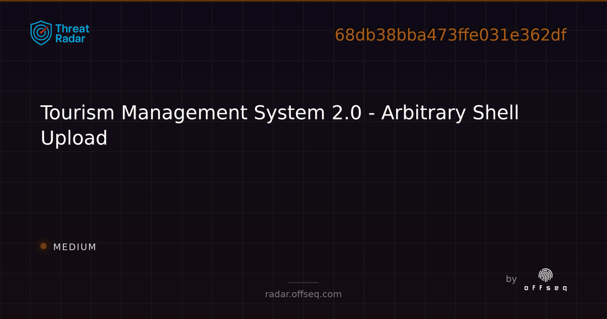 Tourism Management System 2.0 - Arbitrary Shell Upload - Live Threat ...