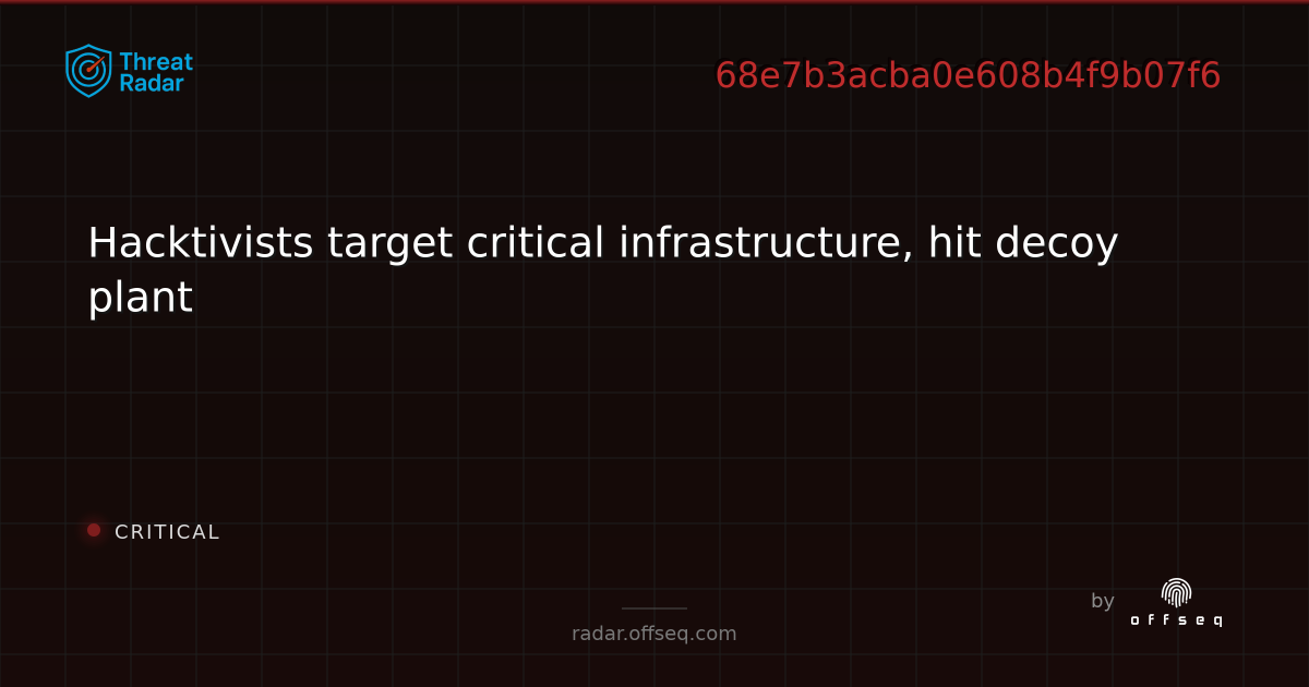 Hacktivists target critical infrastructure, hit decoy plant - Live ...