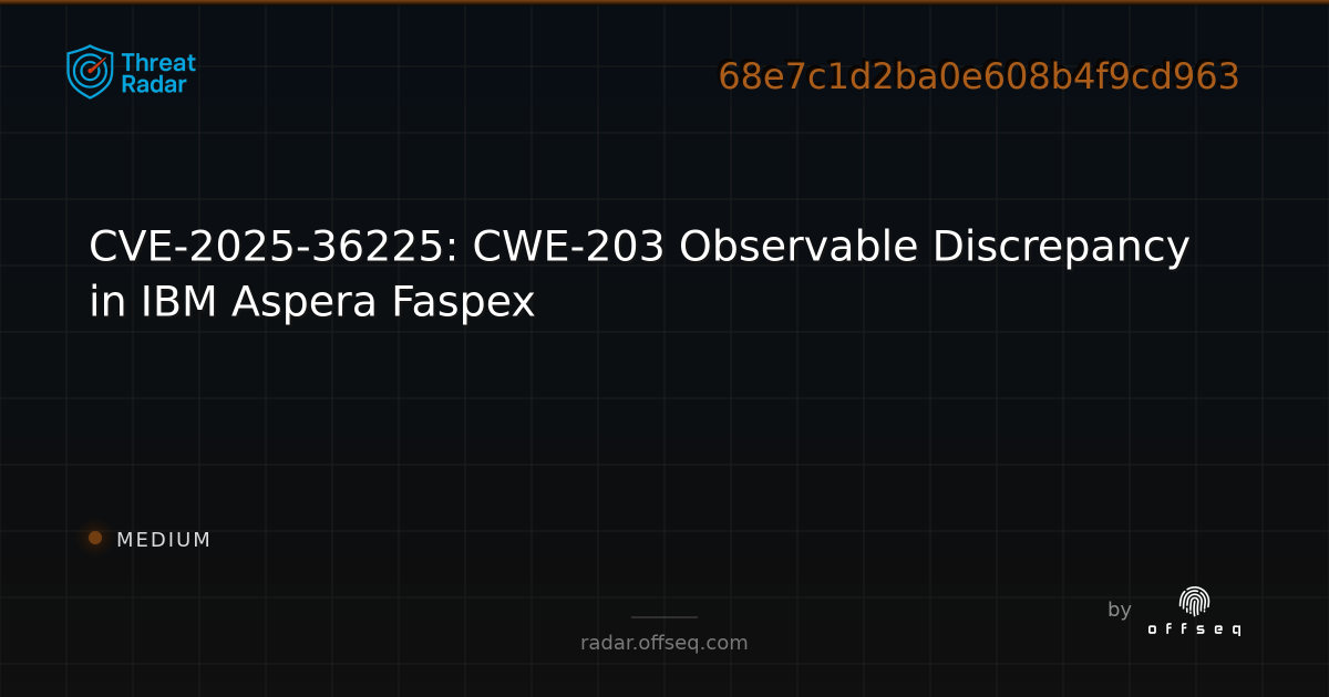 CVE-2025-36225: CWE-203 Observable Discrepancy in IBM Aspera Faspex ...