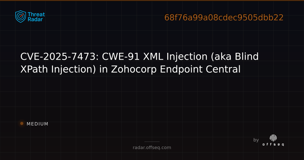 CVE-2025-7473: CWE-91 XML Injection (aka Blind XPath Injection) in ...