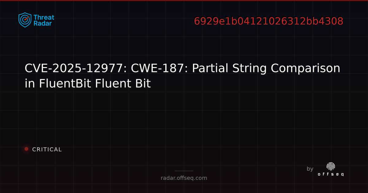CVE-2025-12977: CWE-187: Partial String Comparison in FluentBit Fluent ...