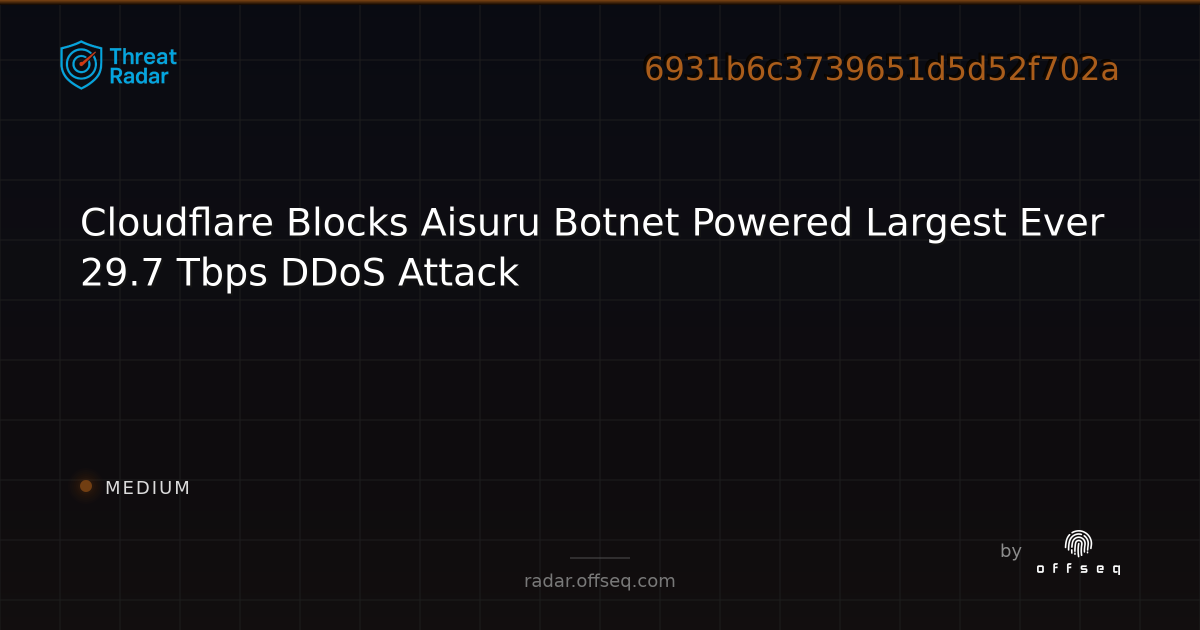 Cloudflare Blocks Aisuru Botnet Powered Largest Ever 29.7 Tbps DDoS ...