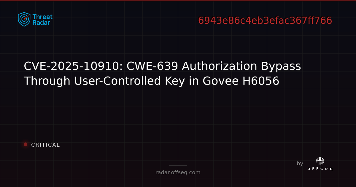 CVE-2025-10910: CWE-639 Authorization Bypass Through User-Controlled ...