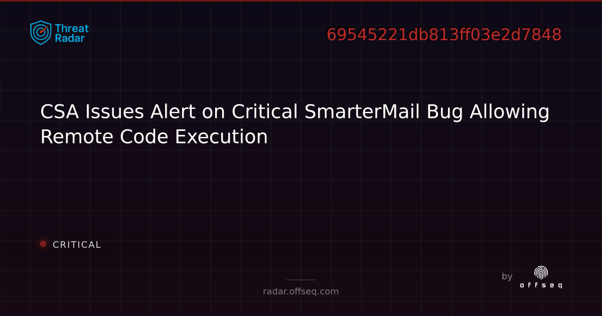 CSA Issues Alert on Critical SmarterMail Bug Allowing Remote Code ...