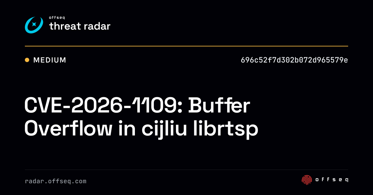 CVE-2026-1109: Buffer Overflow in cijliu librtsp - Live Threat ...