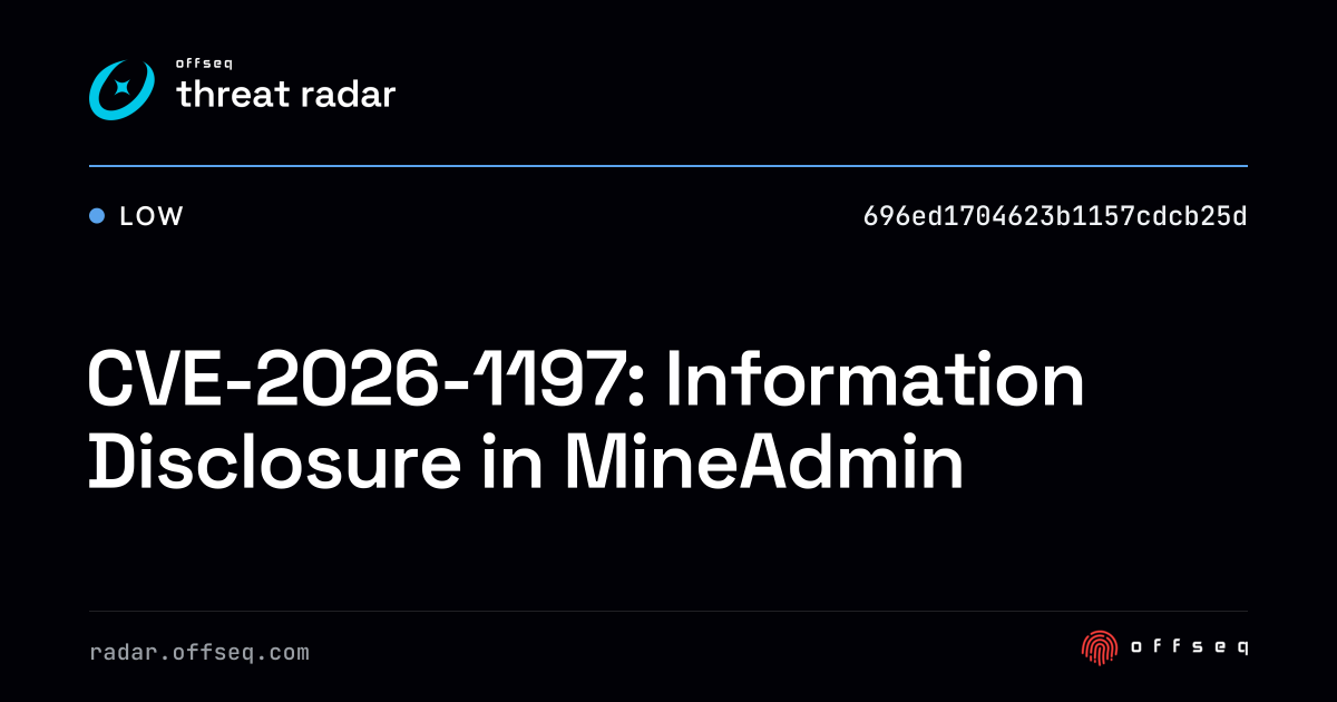 CVE-2026-1197: Information Disclosure in MineAdmin | Threat Radar