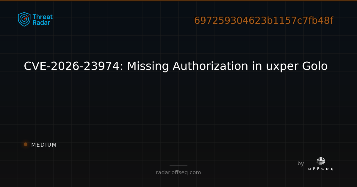 CVE-2026-23974: Missing Authorization in uxper Golo - Live Threat ...