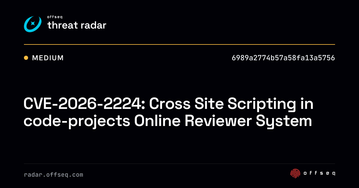 CVE-2026-2224: Cross Site Scripting in code-projects Online Reviewer ...
