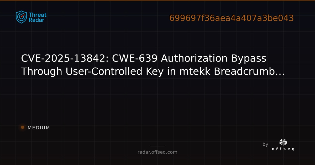 CVE-2025-13842: CWE-639 Authorization Bypass Through User-Controlled ...