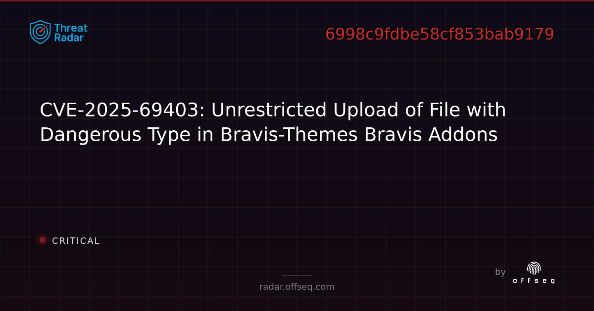 CVE-2025-69403: Unrestricted Upload of File with Dangerous Type in ...