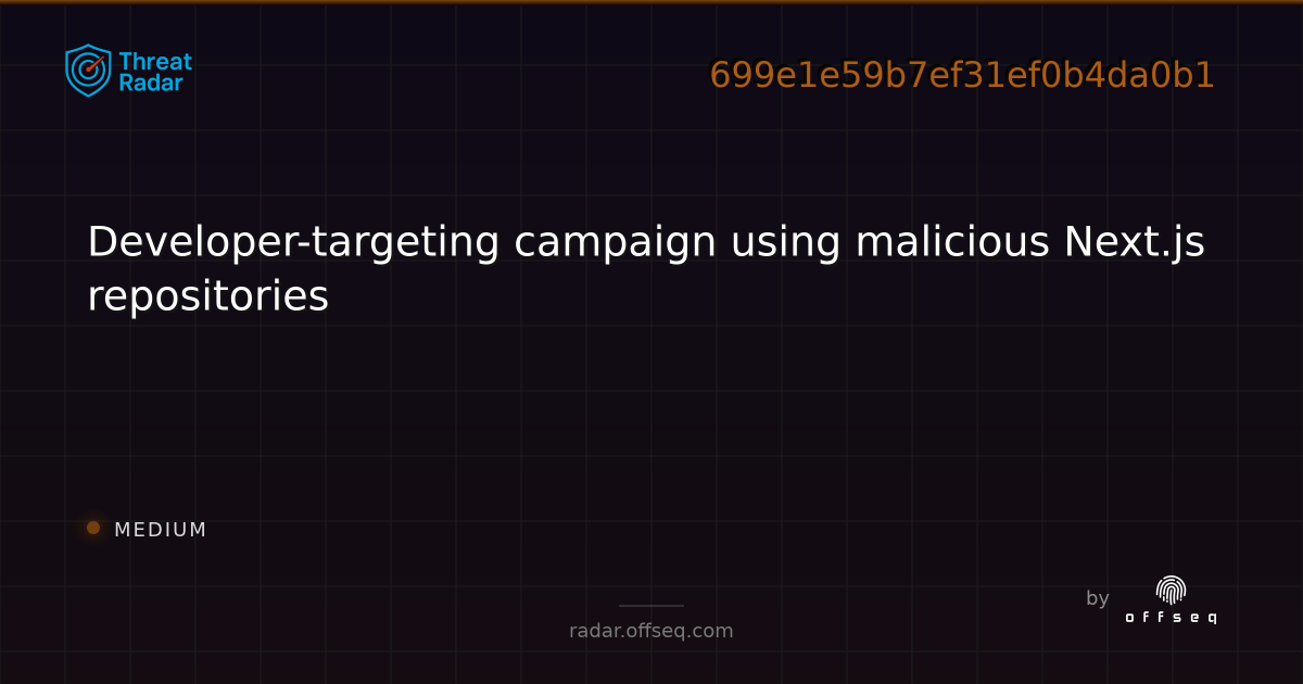 Developer-targeting campaign using malicious Next.js repositories ...