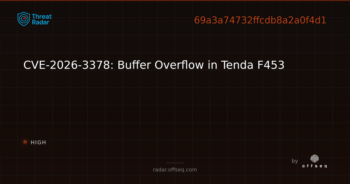 Multiple Buffer Overflow Vulnerabilities in Tenda F453 Router Firmware