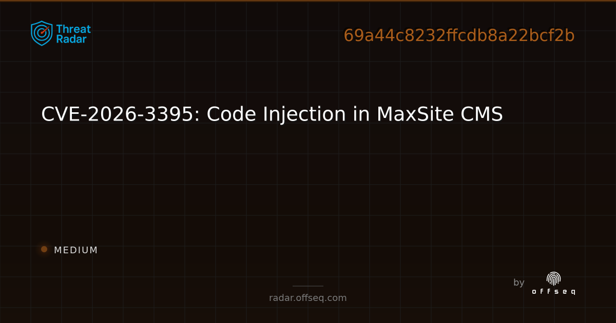 CVE-2026-3395: Code Injection Vulnerability in MaxSite CMS