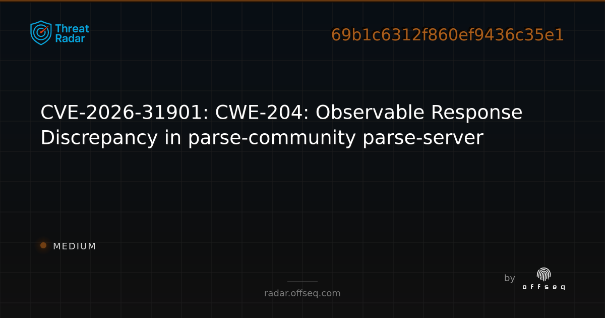 CVE-2026-31901: CWE-204: Observable Response Discrepancy in parse ...