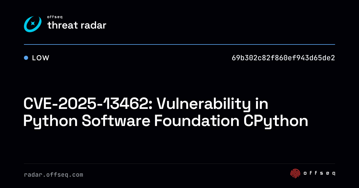 CVE-2025-13462: Vulnerability in Python Software Foundation CPython ...