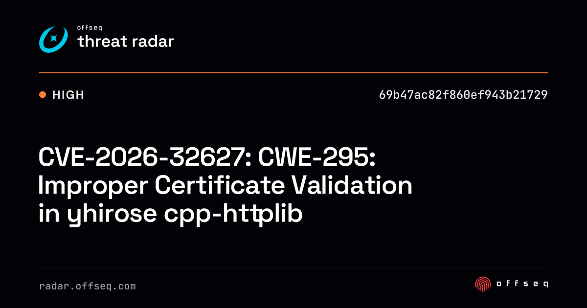 CVE-2026-32627: CWE-295: Improper Certificate Validation in yhirose cpp ...