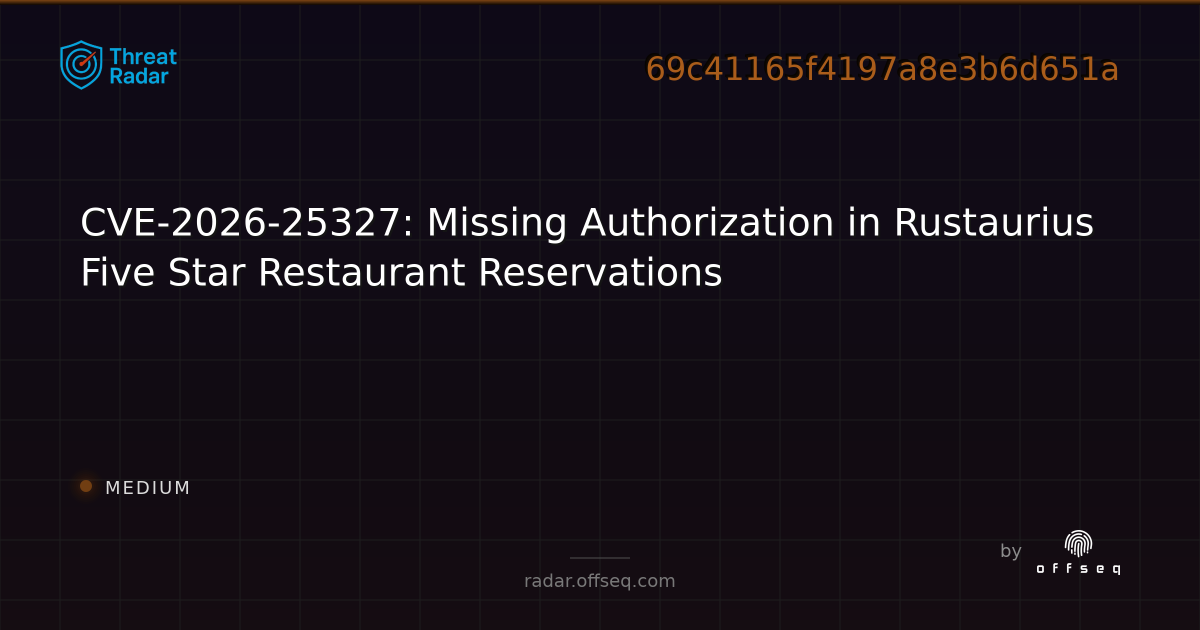 CVE-2026-25327: Missing Authorization in Rustaurius Five Star ...