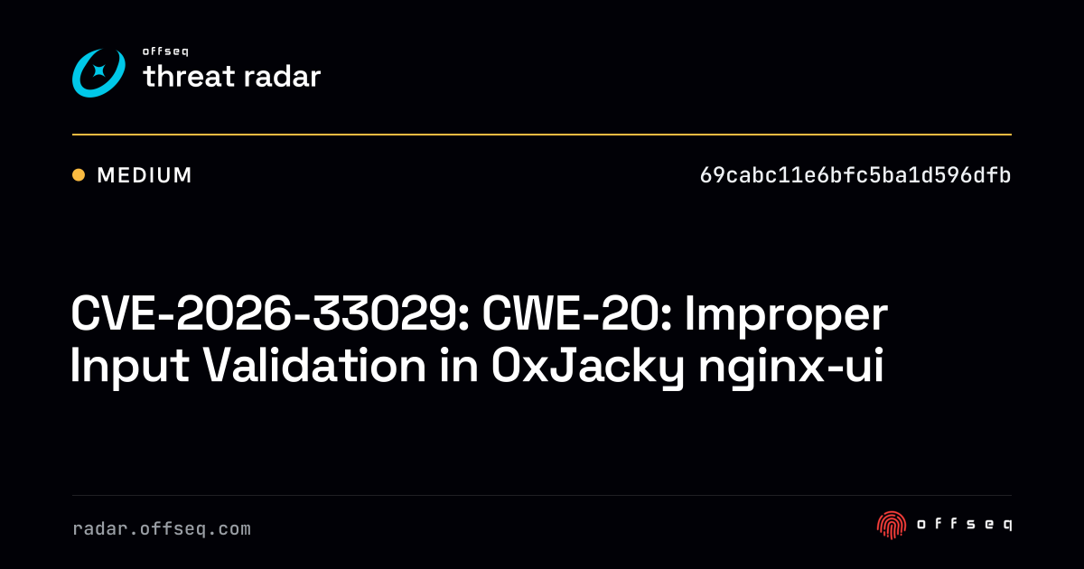 CVE-2026-33029: CWE-20: Improper Input Validation in 0xJacky nginx-ui ...
