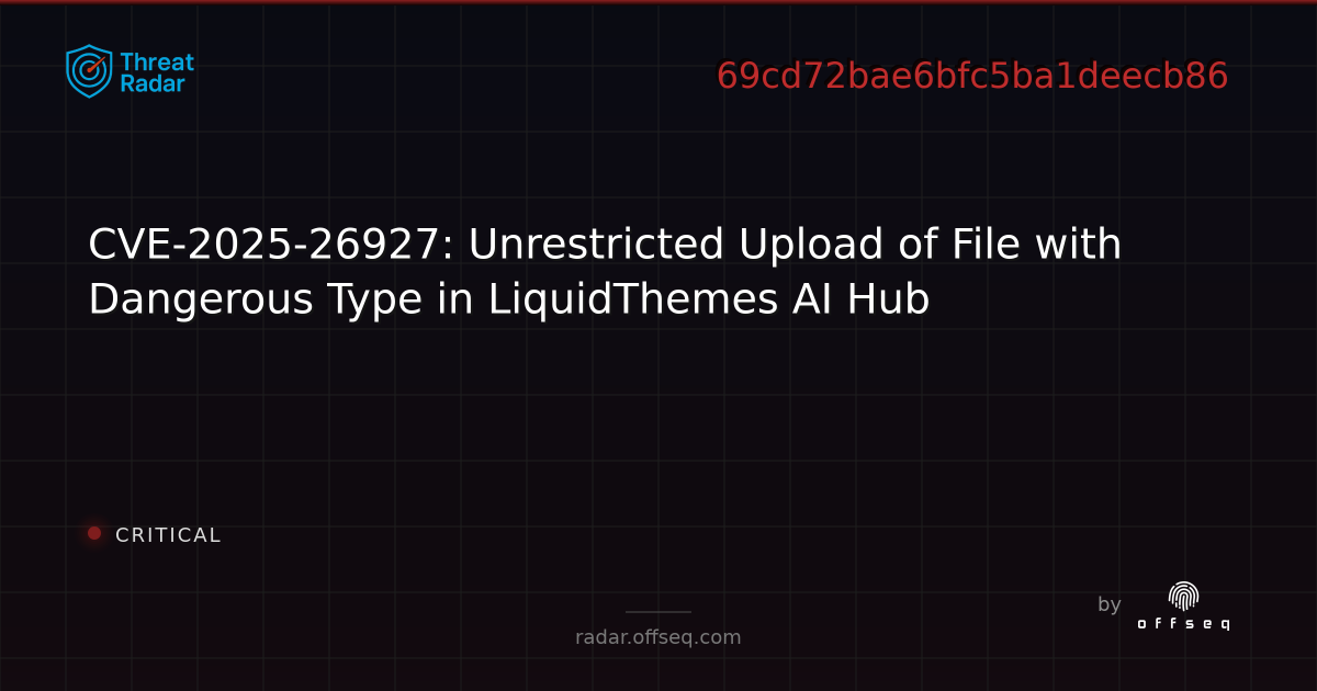 CVE-2025-26927: Unrestricted Upload of File with Dangerous Type in ...