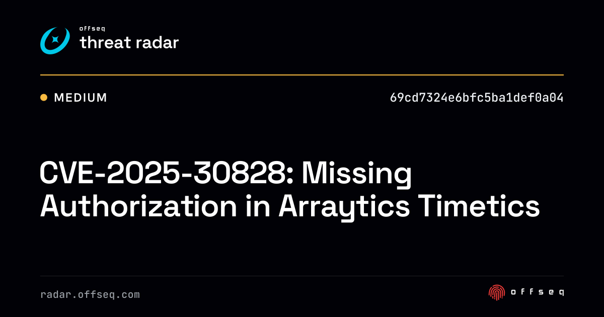 CVE-2025-30828: Missing Authorization in Arraytics Timetics - Live ...