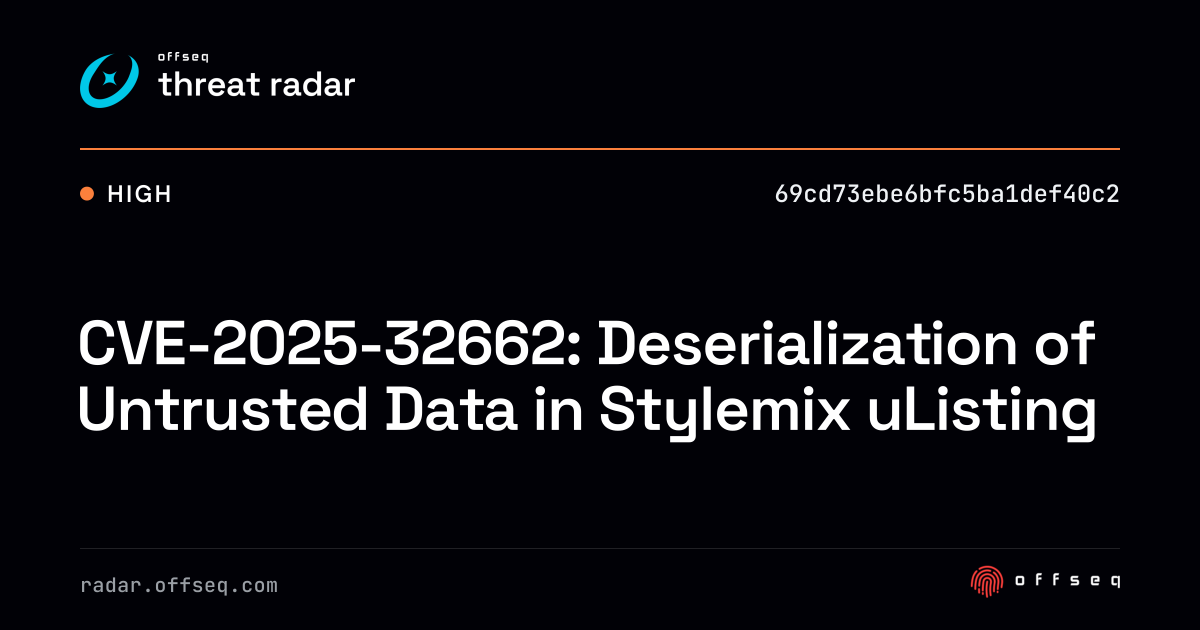 CVE-2025-32662: Deserialization of Untrusted Data in Stylemix uListing ...