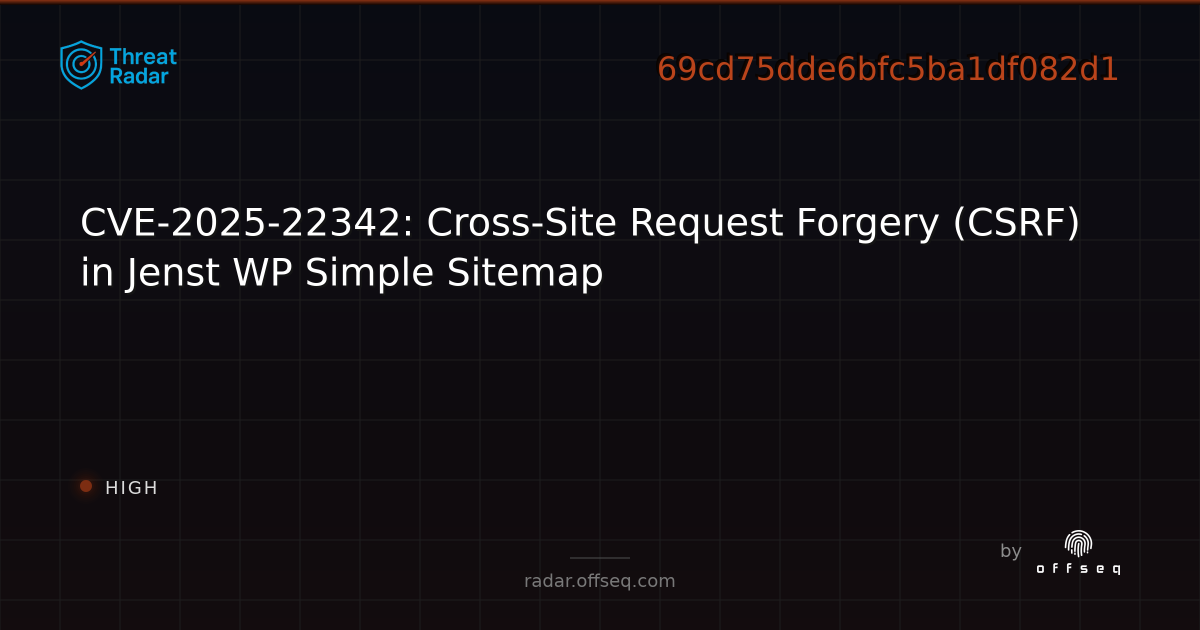 CVE-2025-22342: Cross-Site Request Forgery (CSRF) in Jenst WP Simple ...
