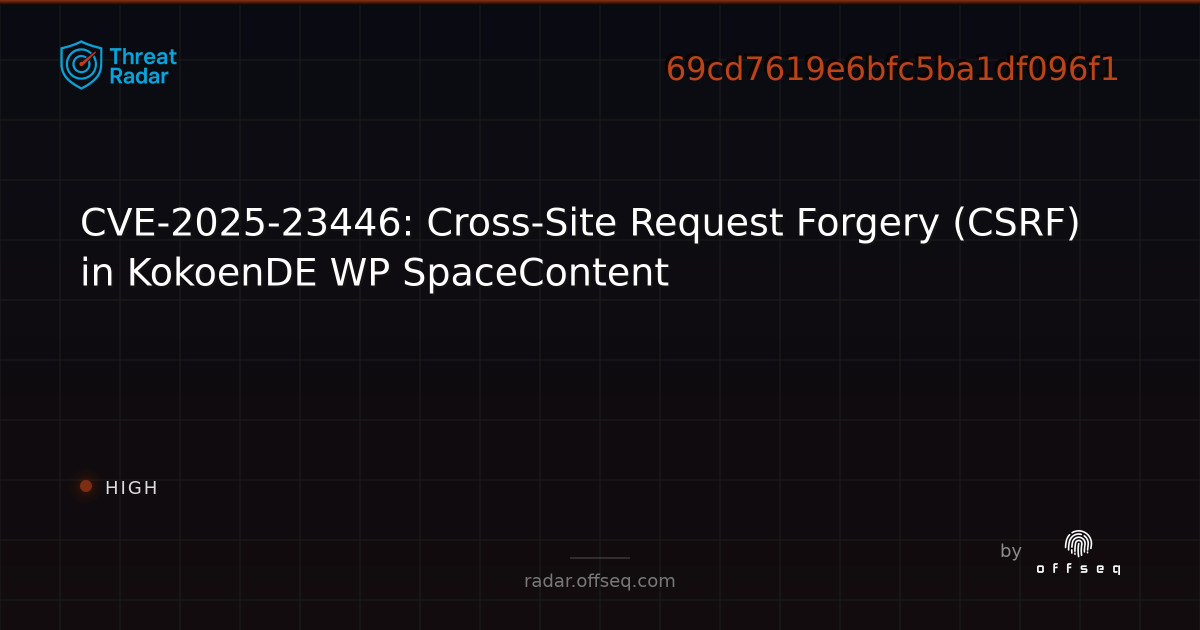 CVE-2025-23446: Cross-Site Request Forgery (CSRF) in KokoenDE WP ...