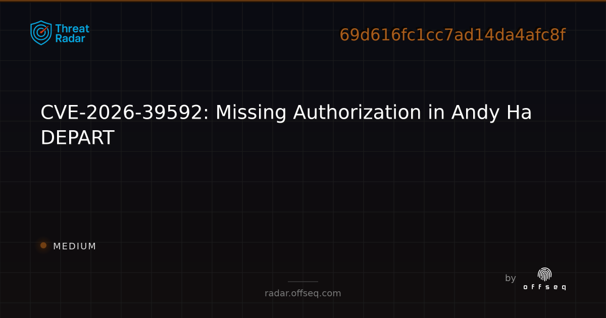 CVE-2026-39592: Missing Authorization in Andy Ha DEPART - Live Threat ...