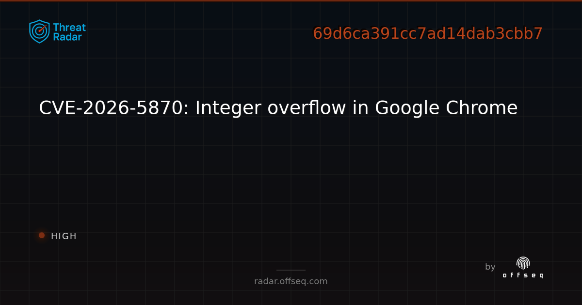 CVE-2026-5870: Integer overflow in Google Chrome - Live Threat ...