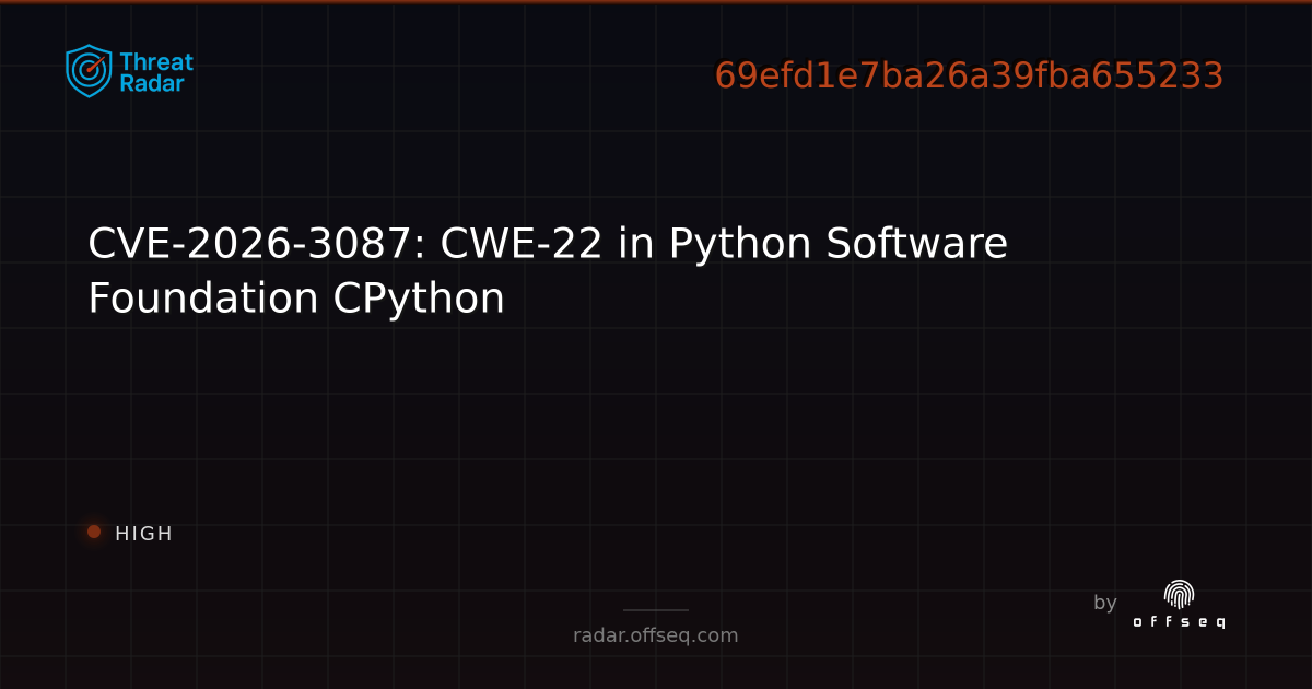CVE-2026-3087: CWE-22 in Python Software Foundation CPython - Live ...