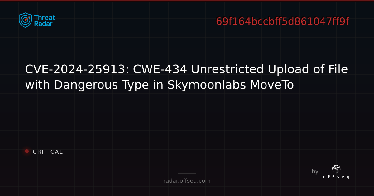 CVE-2024-25913: CWE-434 Unrestricted Upload of File with Dangerous Type ...