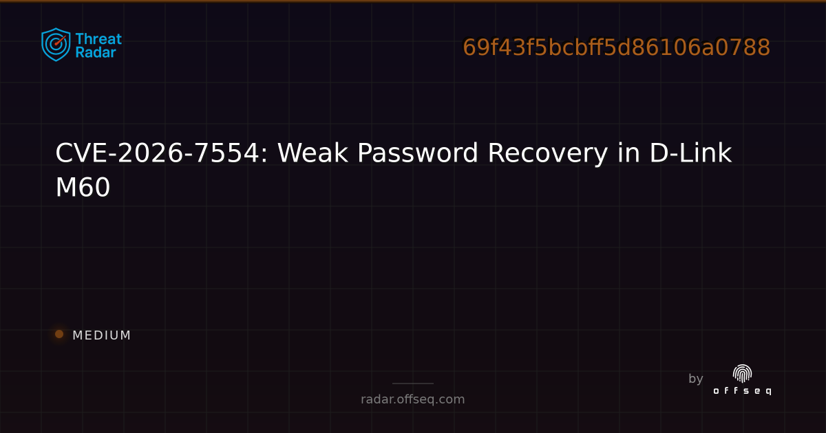 CVE-2026-7554: Weak Password Recovery in D-Link M60 - Live Threat ...