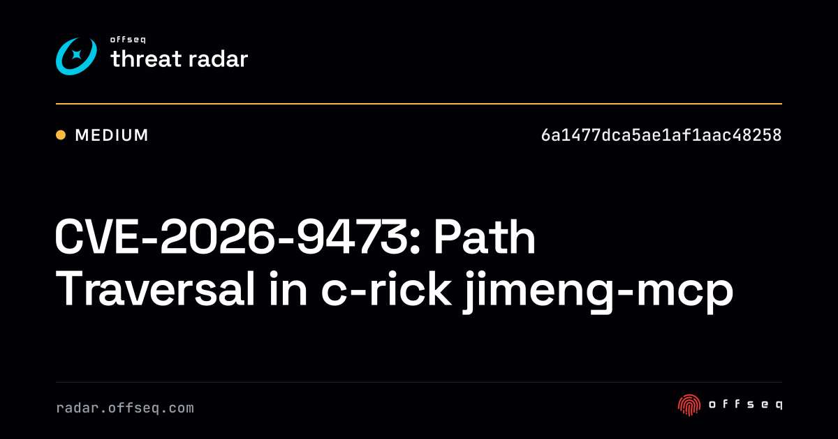 CVE-2026-9473: Path Traversal in c-rick jimeng-mcp - Live Threat ...