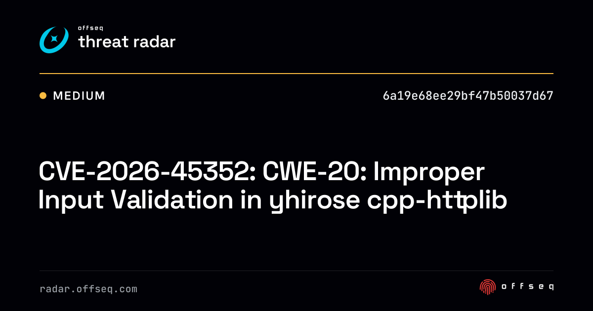 CVE-2026-45352: CWE-20: Improper Input Validation in yhirose cpp ...