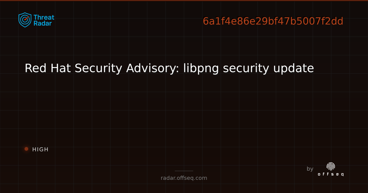 Red Hat Security Advisory: libpng security update | Threat Radar