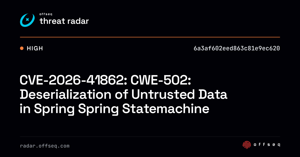 CVE-2026-41862: CWE-502: Deserialization of Untrusted Data in Spring ...