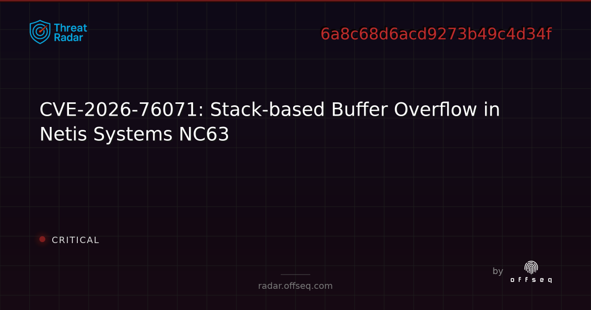 CVE-2026-76071: Stack-based Buffer Overflow in Netis Systems NC63 ...