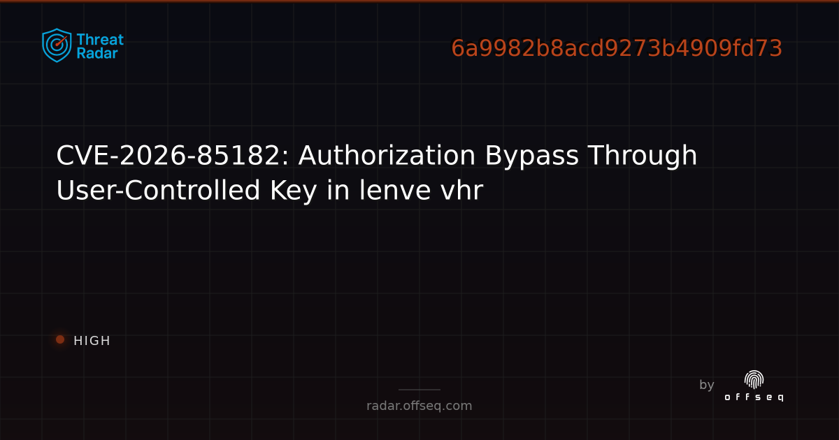 CVE-2026-85182: Authorization Bypass Through… | Threat Radar