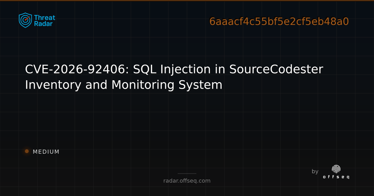 CVE-2026-92406: SQL Injection in SourceCodester Inventory and ...