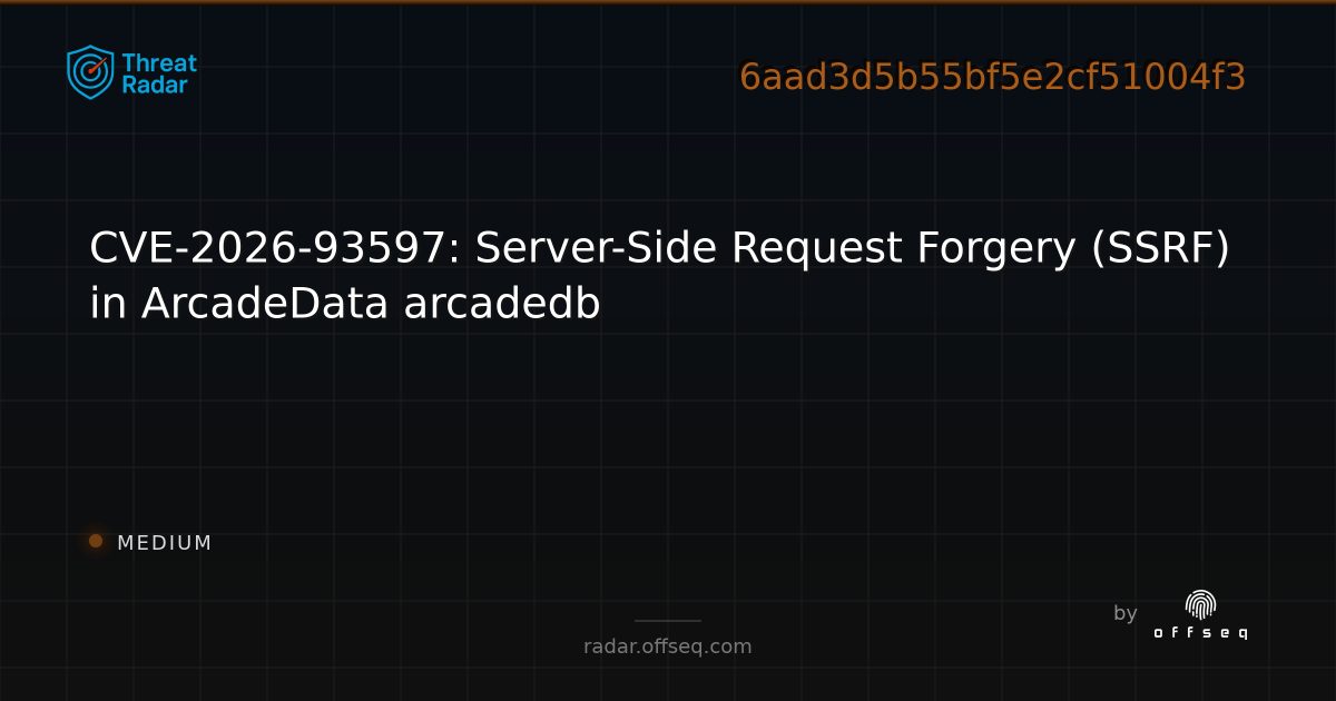 CVE-2026-93597: Server-Side Request Forgery (SSRF) in ArcadeData ...