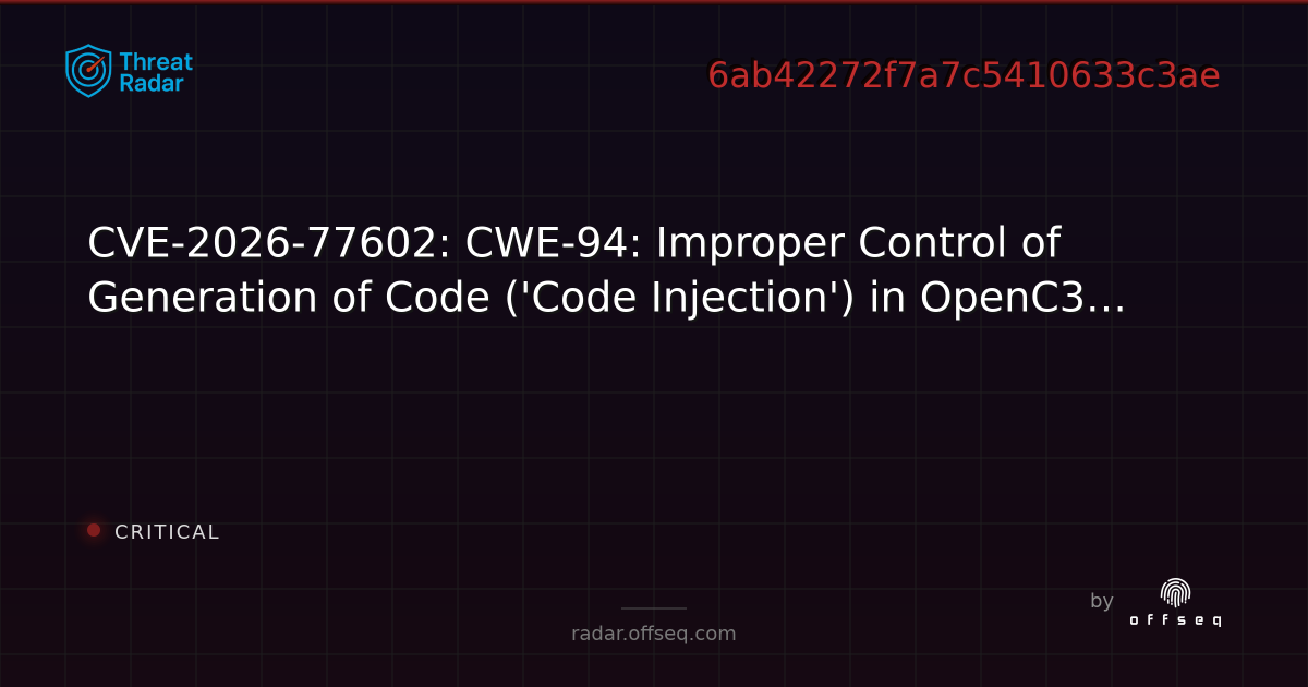CVE-2026-77602: CWE-94: Improper Control of Generation of Code ('Code ...