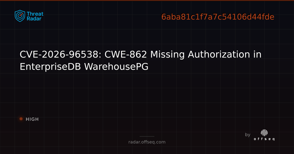 CVE-2026-96538: CWE-862 Missing Authorization in EnterpriseDB ...