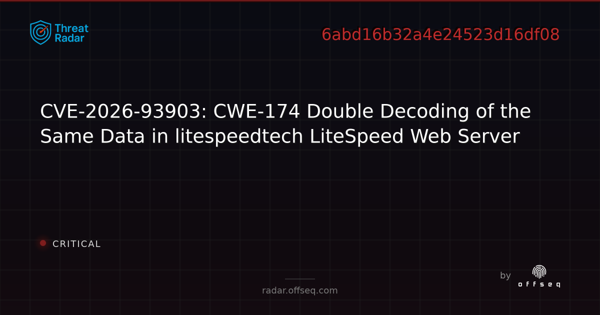 CVE-2026-93903: CWE-174 Double Decoding of the Same Data in ...