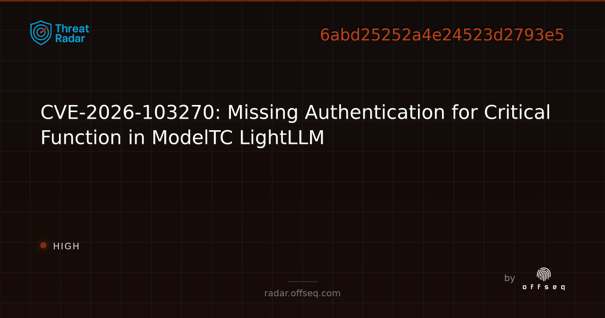 CVE-2026-103270: Missing Authentication for Critical Function in ...