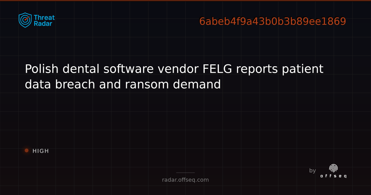 Polish dental software vendor FELG reports patient data… | Threat Radar