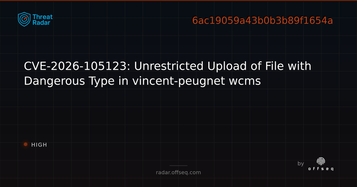 CVE-2026-105123: Unrestricted Upload of File with Dangerous Type in ...